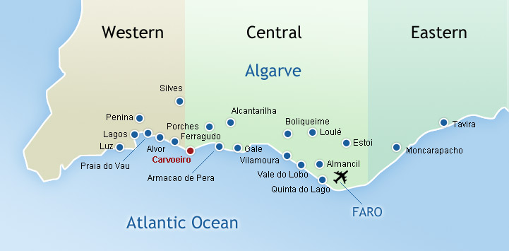 Map of the Algarve